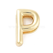 Rack Plating Brass Beads, Cadmium Free & Lead Free, Long-Lasting Plated, Real 18K Gold Plated, Letter P, 14.5x9x4.5mm, Hole: 1.5x10.5mm(KK-A208-10P)
