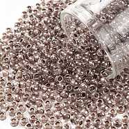 TOHO Round Seed Beads, Japanese Seed Beads, (1071) Dusty Mauve Lined Crystal Luster, 8/0, 3mm, Hole: 1mm, about 222pcs/bottle, 10g/bottle(SEED-JPTR08-1071)
