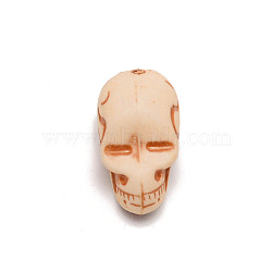 Opaque Acrylic Beads, for Halloween, Skull, Bisque, 21.5x11.5x12mm, Hole: 2.5mm(SACR-WH0006-02B)