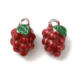 Brass Enamel Charms, Grape Charm, Platinum, 12x7x7mm, Hole: 1.5mm(KK-S368-02P-01)