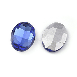 Glass Pointed Back Rhinestone, Back Plated, Faceted, Oval, Medium Blue, 13x18x5mm(RGLA-Q012-26)