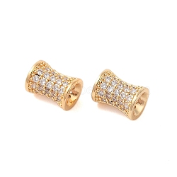 Brass Micro Pave Clear Cubic Zirconia Beads, Column, Golden, 10.5x8mm, Hole: 2mm(KK-B100-021G)