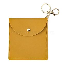 Imitation Leather Jewelry Storage Bags, with Alloy & Iron Keychain Clasps, Light Gold, Rectangle, Dark Goldenrod, 13x12x0.35cm Ring: 30x2mm, Clasps: 35x24x5(AJEW-WH0299-03LG-C)