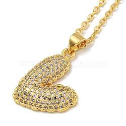 Brass Micro Pave Clear Cubic Zirconia Peach Heart Pendant Necklaces for Women, Real 18K Gold Plated, 18.70 inch(47.5cm)(NJEW-Q346-02G-02)