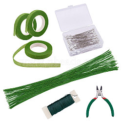 DIY Decorative Artificial Flower Making Kit, Including Iron Head Pins & Wires, Crepa Paper & 45# Steel Side Cutting Pliers, Paper Twist Ties, Mixed Color(DIY-SZ0008-63)