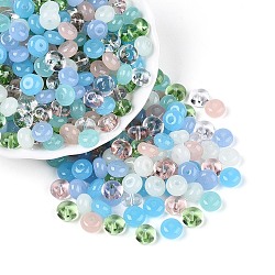 Transparent Colours Glass Seed Beads, Rondelle, Round Hole, Mixed Color, 8~8.5x4.5~5mm, Hole: 1.2~1.8mm, about 957pcs/pound(SEED-N007-39B-02)