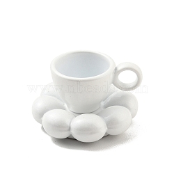 Mini Alloy Display Decorations, Dollhouse Accessories, for Home Office Tabletop, Coffee Cup with Coaster, White, Cup: 8x15x11mm, Coaster: 18x5mm(DJEW-G028-01C)