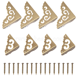 8 Sets 2 Styles Triangle Brass Corner Protectors, For Furniture Jewelry Box Decoration, Antique Bronze, 40~66x41~66x12mm, Hole: 2mm, 4 sets/style(KK-GL0001-04)