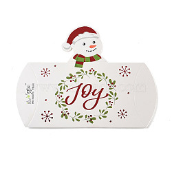 Christmas Theme Paper Pillow Gift Boxes, Gift Packaging Boxes with Hanging Hole for Gift Wrapping, Snowman, 13x2.75x11.5cm(X-CON-B012-01)