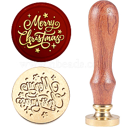 Christmas Theme Wax Seal Stamp Set, Sealing Wax Stamp Solid Brass Head with Wooden Handle, for Envelopes Invitations, Gift Card, Word, 83x22mm, Stamps: 25x14.5mm(AJEW-WH0208-962)