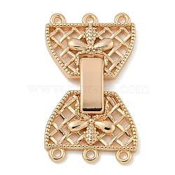 Brass Fold Over Clasps, Bowknot, 5-Strand, 10-Hole, Real 18K Gold Plated, 28x16mm, Hole: 1.2mm(KK-N254-117G-02)