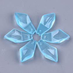 Transparent Spray Painted Glass Pendants, Quadrilateral, Light Sky Blue, 24.5x13x5.5mm, Hole: 1mm(X-GLAA-S183-21A-03)