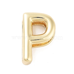 Rack Plating Brass Beads, Cadmium Free & Lead Free, Long-Lasting Plated, Real 18K Gold Plated, Letter P, 14.5x9x4.5mm, Hole: 1.5x10.5mm(KK-A208-10P)