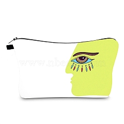 Evil Eye Theme Polyester Cosmetic Pouches, with Iron Zipper, Waterproof Clutch Bag, Toilet Bag for Women, Rectangle, White, 13x22x2.2cm(ABAG-D009-01B)