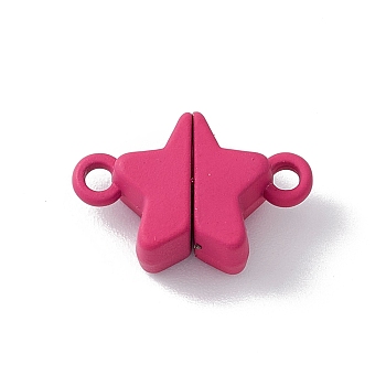 Star Alloy Magnetic Clasps, for Pendants Necklaces Making, Cerise, 11x16x6mm, Hole: 1.5mm