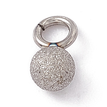 304 Stainless Steel Pendants, Textured, Round Charm, Stainless Steel Color, 6x3mm, Hole: 1.6mm