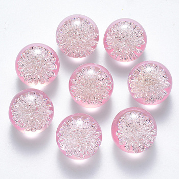 Transparent Acrylic Cabochons, Flat Back, with Iron Wire inside, Round, Silver Color Plated, Plum, 20x17.5mm, bottom: 12mm