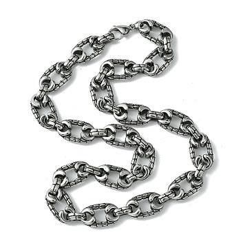 304 Stainless Steel Necklaces, Oval, Antique Silver, 22.24 inch(56.5cm)