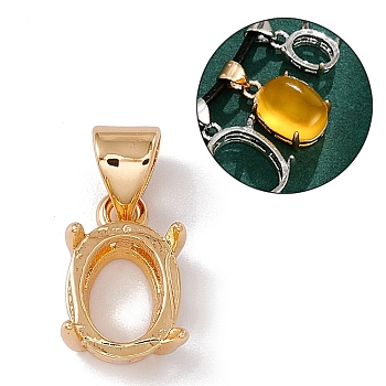 Brass Pendant Cabochon Settings, Basket Pendant Setting with Prongs Mounting, Open Back Bezel Pandent Settings, Oval, Golden, Tray: 9x7mm, 11.4x7.2x5mm, Hole: 4mm