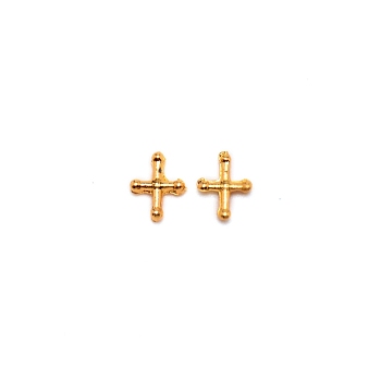 Metal Alloy Cabochons, Filling Material for Epoxy Resin Craft Art, Cross, Golden, 7.5x6x1.5mm