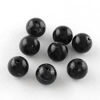 Round Imitation Gemstone Acrylic Beads, Black, 6mm, Hole: 1.5mm, about 4100pcs/500g