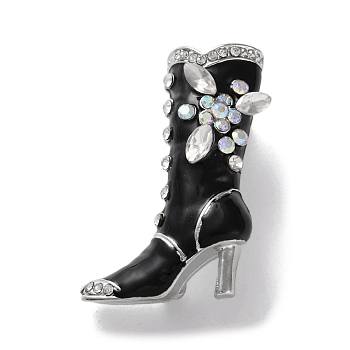 Fashion Platinum Zinc Alloy Enamel Pins, Rhinestones Brooches for Backpack Clothes, Shoes, 38x25mm