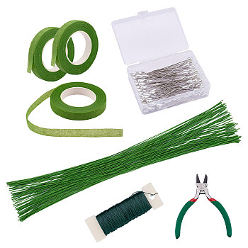 DIY Decorative Artificial Flower Making Kit, Including Iron Head Pins & Wires, Crepa Paper & 45# Steel Side Cutting Pliers, Paper Twist Ties, Mixed Color