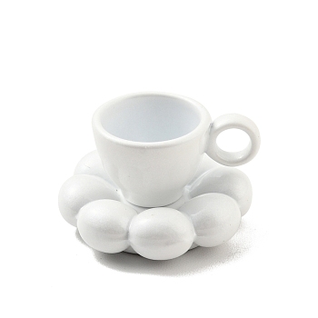 Mini Alloy Display Decorations, Dollhouse Accessories, for Home Office Tabletop, Coffee Cup with Coaster, White, Cup: 8x15x11mm, Coaster: 18x5mm