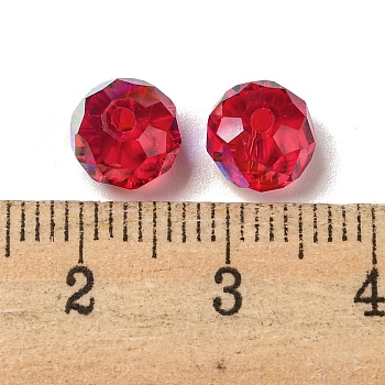 Electroplate Glass Beads, Rondelle, Dark Red, 8x6mm, Hole: 1.6mm, 100pcs/bag