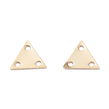 Brass Chandelier Component Link, Long-Lasting Plated, Triangle, Real 24K Gold Plated, 6.5x7.5x0.3mm, Hole: 1mm