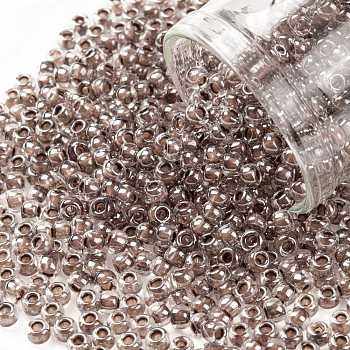 TOHO Round Seed Beads, Japanese Seed Beads, (1071) Dusty Mauve Lined Crystal Luster, 8/0, 3mm, Hole: 1mm, about 222pcs/bottle, 10g/bottle