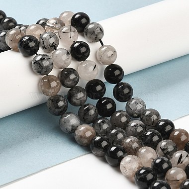 Natural Black Rutilated Quartz Beads Strands(G-R446-6mm-37-01)-5
