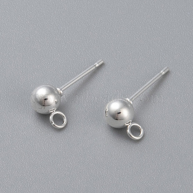Silver Round Stainless Steel Stud Earring Findings