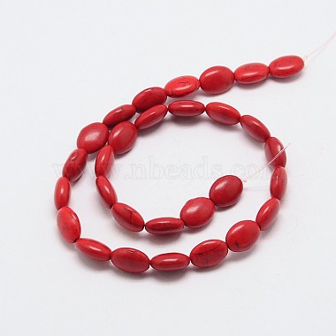 Dyed Synthetical Turquoise Oval Bead Strand(G-P083-89)-2