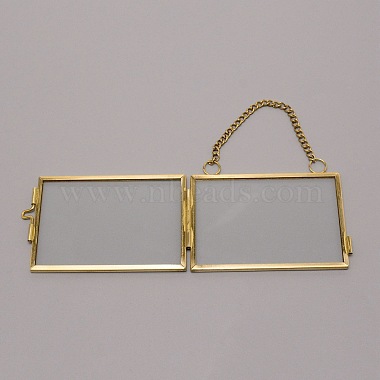 Brass Glass Hanging Photo Frame(AJEW-WH0017-26G)-2