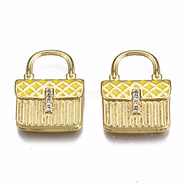 Real 16K Gold Plated Yellow Bag Brass+Cubic Zirconia+Enamel Pendants