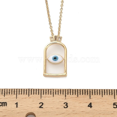 Arch with Evil Eye Brass Enamel Pendant Necklaces(NJEW-H051-02G)-5