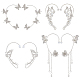 4 Pair 4 Style Butterfly Alloy Rhinestone Cuff Earrings(EJEW-AN0003-81)-1