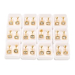 Square Crystal Rhinestone Ear Fake Plugs, 304 Stainless Steel Piercing Stud Screw Earrings for Women, Golden, 6x6mm, Pin: 1mm(EJEW-H105-21G-A)