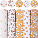 Imitation Leather Fabric, Rectangle with Flower Pattern, Mixed Color, 325~330x197~200x1mm, 5pcs/set(DIY-WH20062-118A)