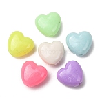 Plastic Beads, Heart, Mixed Color, 10x10.5x6mm, Hole: 2mm, about 1562pcs/500g(KY-Z003-07)