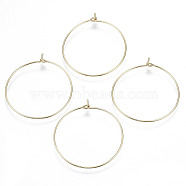Brass Wine Glass Charms Rings, Hoop Earring Findings, DIY Material for Basketball Wives Hoop Earrings, Nickel Free, Real 18K Gold Plated, 37x35x0.7mm, 21 Gauge(X-KK-R112-037C-NF)