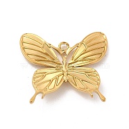 Ion Plating(IP) 304 Stainless Steel Pendants, Butterfly Charm, Real 18K Gold Plated, 31.5x36x3.5mm, Hole: 2mm(STAS-B032-03G)