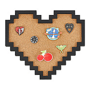 Wall Mounted Brooch Jewelry Display Cork Tray, Wooden Enamel Pins Collection Display Board Holder with Alloy Hook, Heart, 20x2.2x1.95cm(AJEW-WH0016-26D)