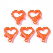 Opaque Acrylic Lobster Claw Clasps, Heart, Orange Red, 26.5x22x6.5mm, Hole: 3mm(SACR-T358-02M)