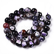 Natural Fire Crackle Agate Bead Strands, Dyed, Faceted, Round, Dark Orchid, 10mm, Hole: 1mm, about 38pcs/strand, 14.9 inch(G-S215-10mm-07)