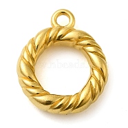 Ion Plating(IP) 304 Stainless Steel Pendants, Twist Ring Charm, Real 18K Gold Plated, 18.5x15.5x4mm, Hole: 2mm(STAS-M070-11G)