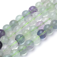 Natural Fluorite Beads Strands, Round, 8x7.5mm, Hole: 1mm, about 46~49pcs/strand, 15.5 inch(G-S150-38-8mm)