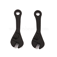 Spray Painted Alloy Pendants, Long-Lasting Plated, Lead Free & Cadmium Free, Wrench, Black, 24x7x2x3mm(PALLOY-K003-16)