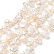 Natural Keshi Pearl Beads Strands, Cultured Freshwater Pearl, Grade 4A, Baroque Pearls, Rice, Antique White, 7~10x5~6.5x4~4.5mm, Hole: 0.7mm, about 69~74pcs/strand, 13.78''(35cm)(PEAR-J007-52)